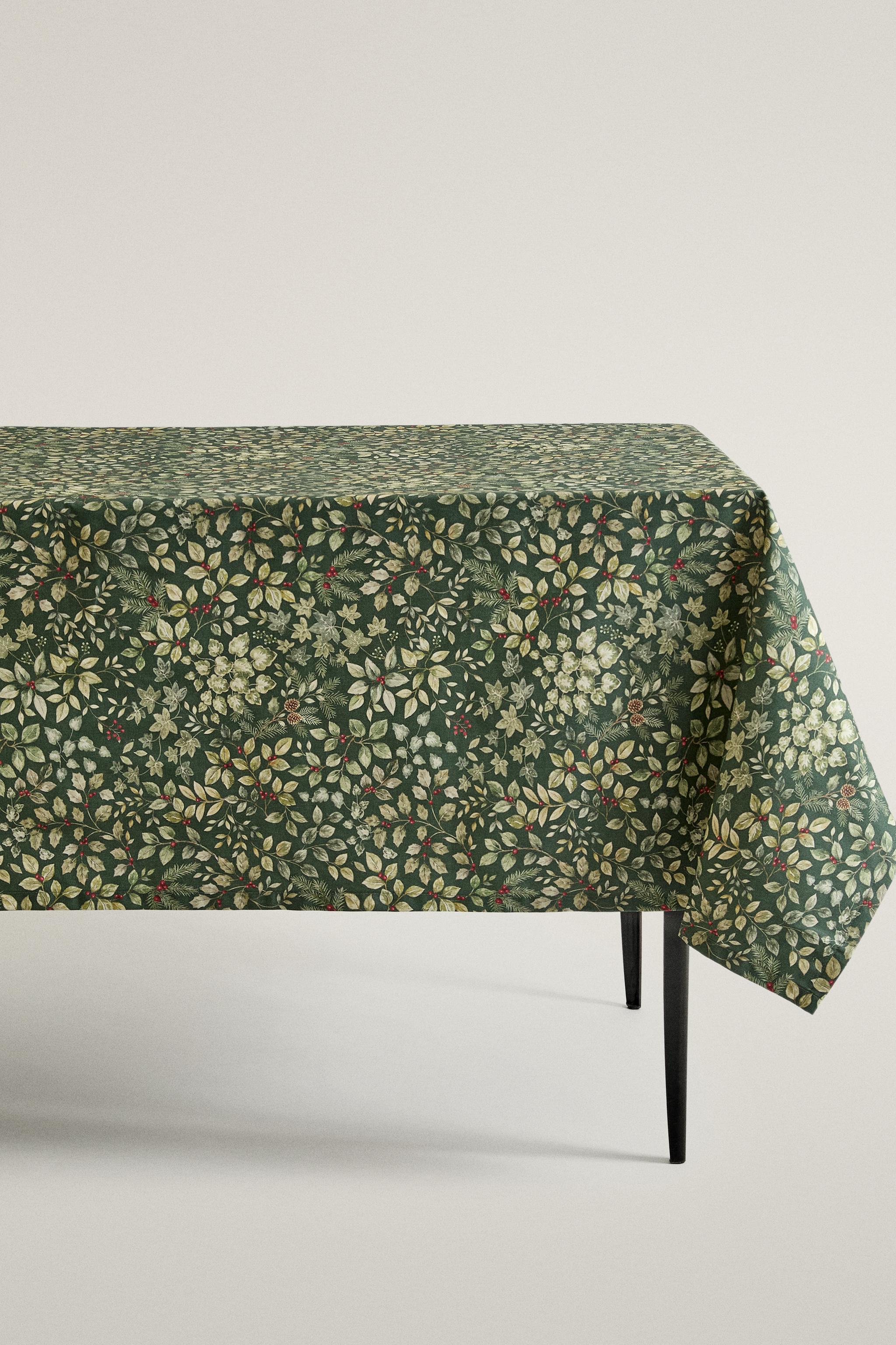 RESIN COTTON LEAF CHRISTMAS TABLECLOTH