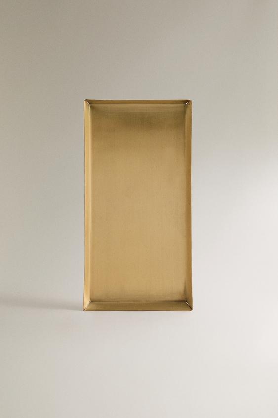 Zara DECORATIVE BRASS TRAY - 金黃色 - 圖片 0