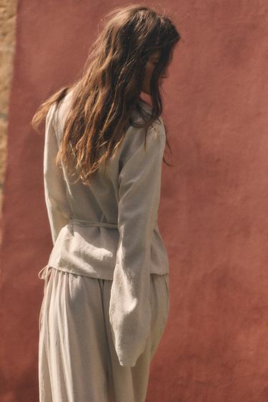 CHEMISE KIMONO CACHE-CŒUR - Écru moyen de Zara - Image 3