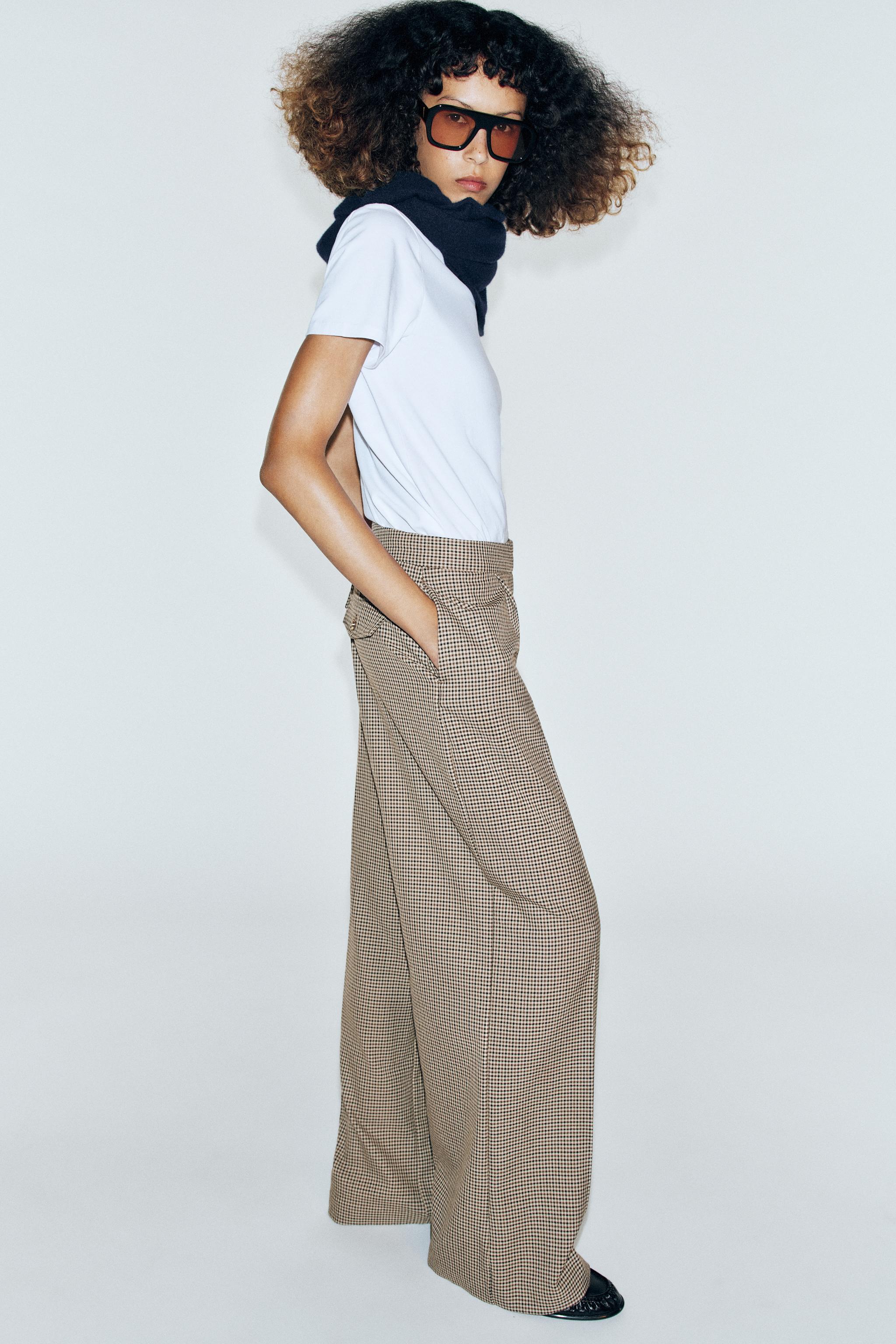 WIDE-LEG DARTED PANTS - Mid-camel | ZARA United States