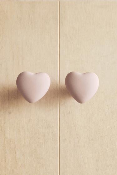 PACK OF KIDS' HEART DOOR KNOBS (PACK OF 2) - Pastel pink by Zara