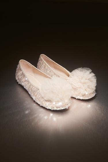 BAILARINA LENTEJUELAS POMPON - Blanco Crudo de Zara