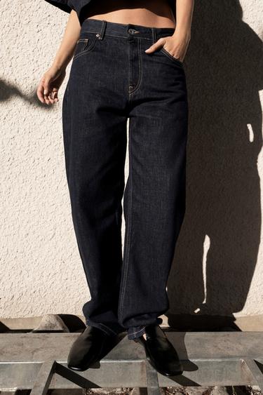 HIGH-WAIST TRF BARREL JEANS - Dark indigo by Zara