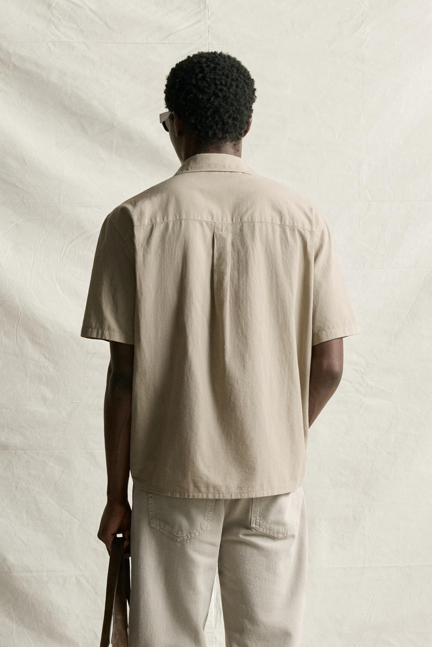 Мужская рубашка Zara Cotton Voile, цвет: Серо-коричневый серый — фото 3