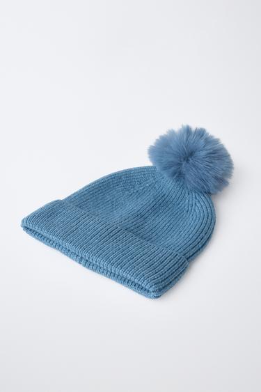 POM-POM KNIT BEANIE — Light petrol blue 2