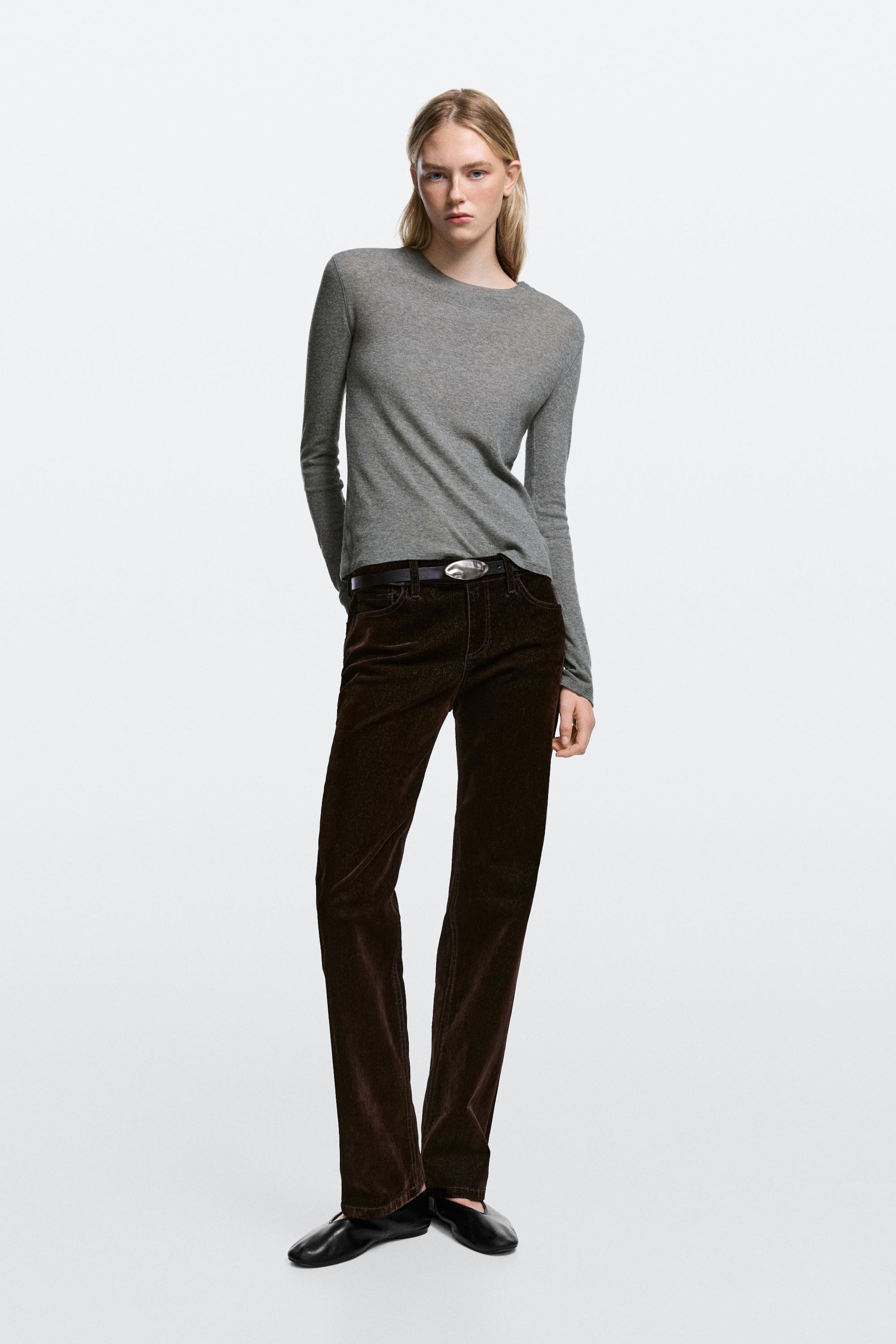 Jean straight taille basse fini floqué