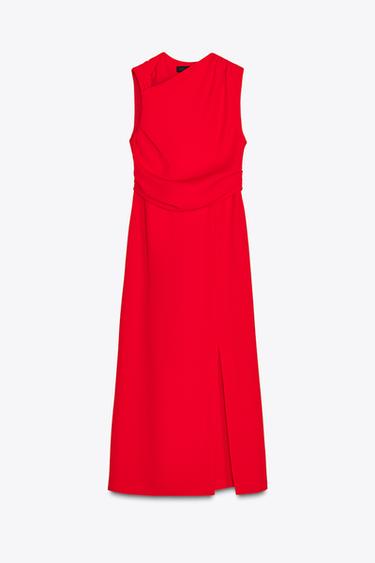 ASYMMETRIC DRAPED DRESS - Coral by Zara - Image 0