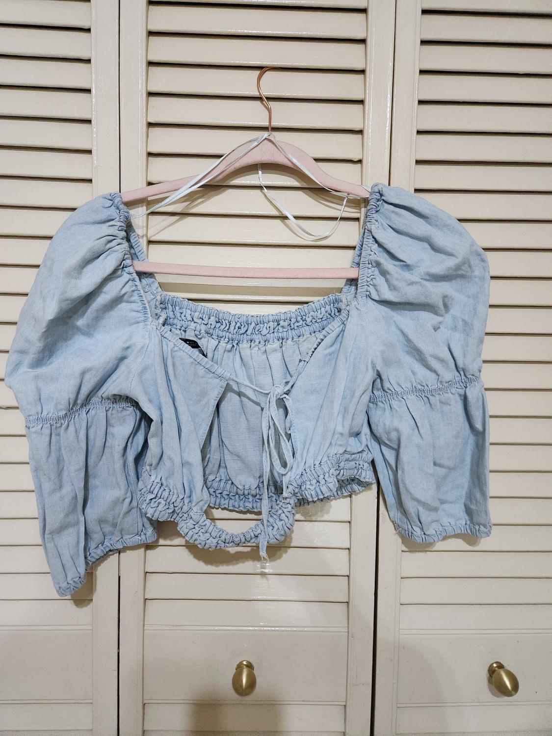 LINEN BLEND CROPPED TOP - Image 2