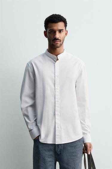 OXFORD SHIRT WITH STAND-UP COLLAR - White by Zara