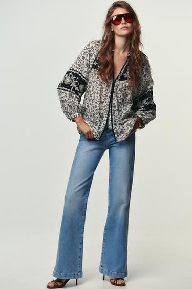 BLOUSE MET BORDUURSELS, KRALEN EN BLOEMENPRINT - Multicolour van Zara - Afbeelding 0