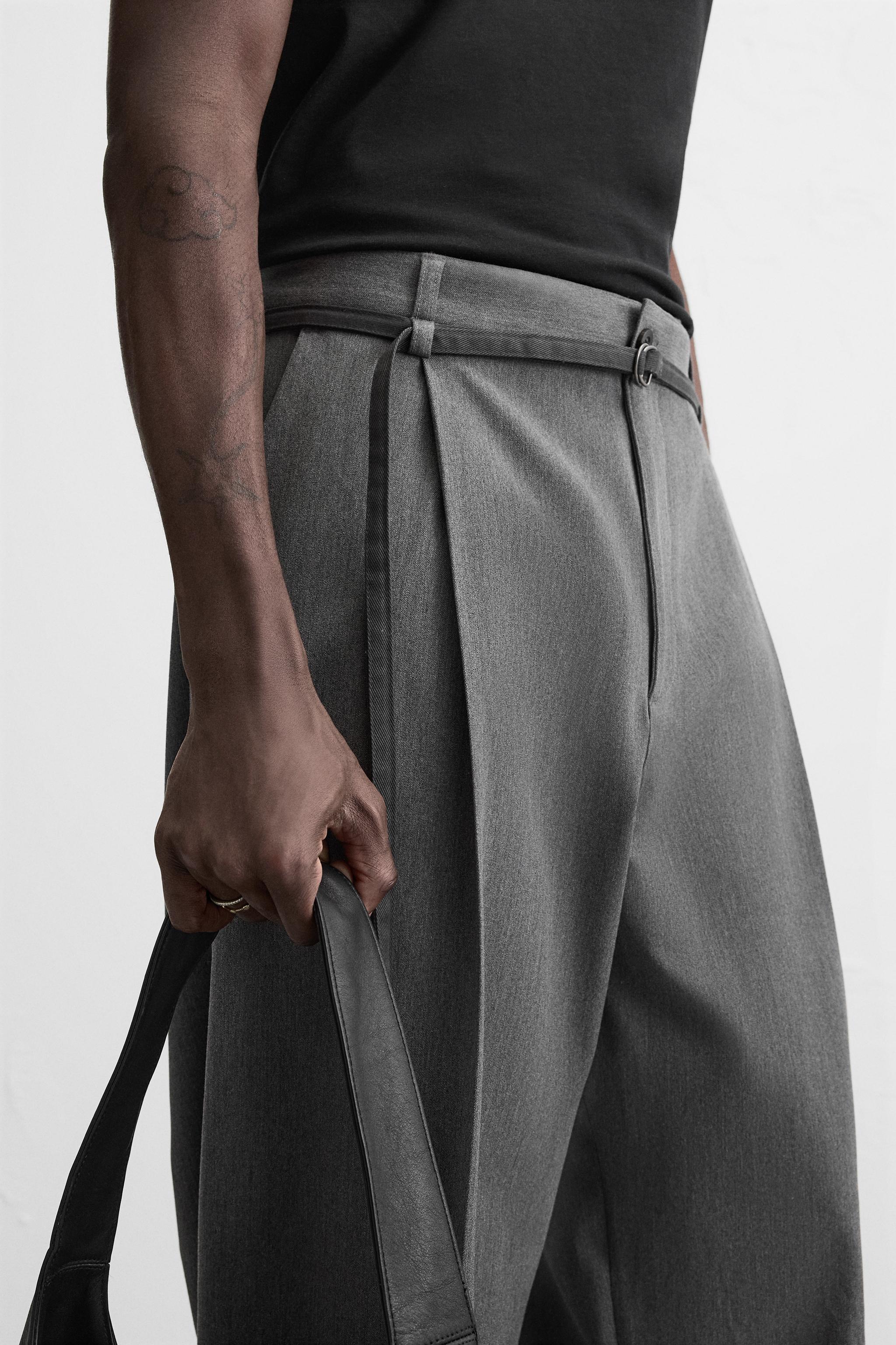 ★E.B.M★ Belted Pleated Pants EMP4WPT070 Brandon Maxwell Belted Pleated Wide-Leg Trousers — UFO No More