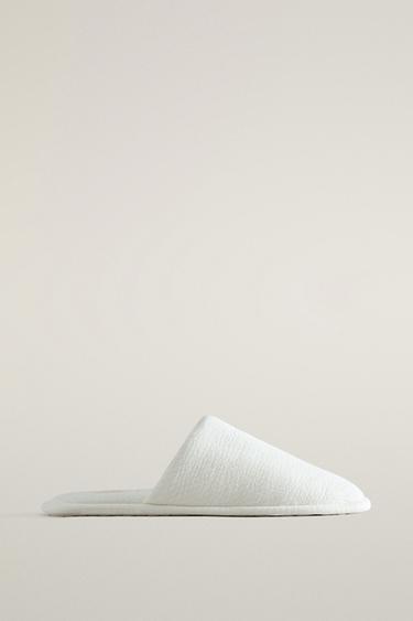 COTTON MULE SLIPPERS — White 2