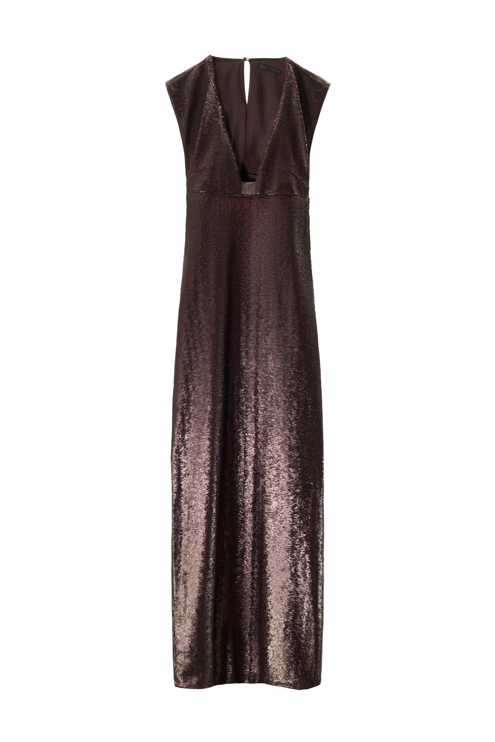 VESTIDO LARGO COMBINADO LENTEJUELAS