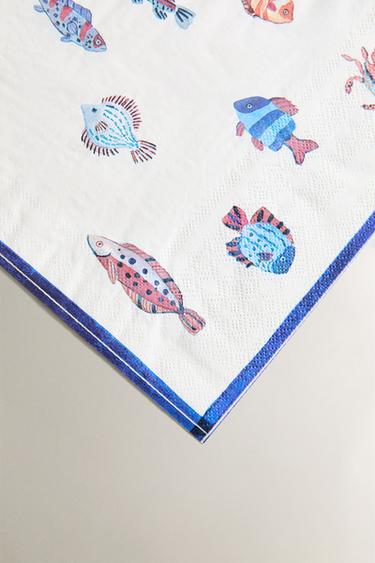LOT 20 SERVIETTES DE TABLE PAPIER POISSONS - Bleu de Zara - Image 2
