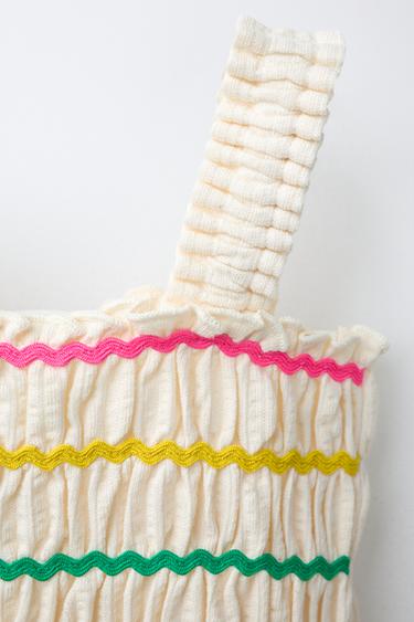 MULTICOLOURED RUCHED COTTON GAUZE TOP - Ecru by Zara - Image 2