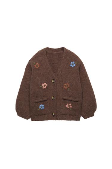 KNIT CARDIGAN WITH FLORAL EMBROIDERY