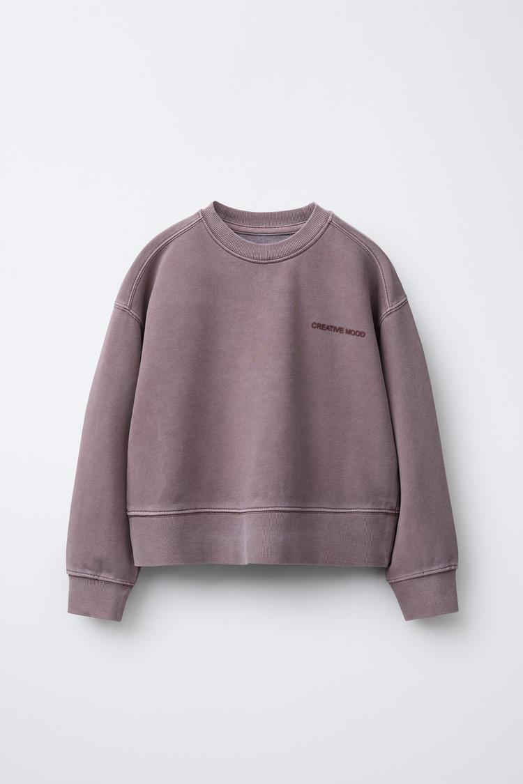 WASHED EFFECT TEXT SWEATSHIRT