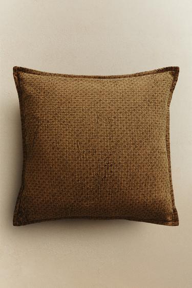CROSS CUSHION COVER - Mustard by Zara