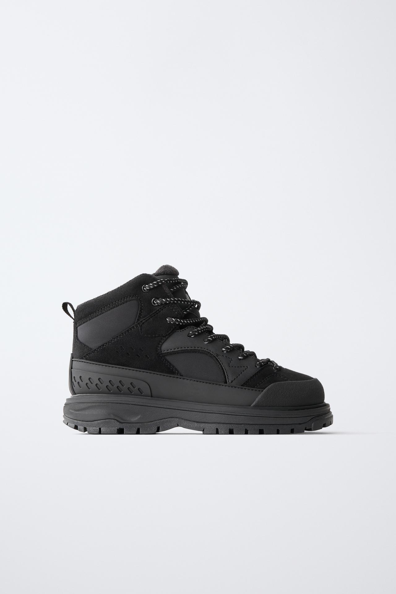 WATER-REPELLENT TECHNICAL ANKLE BOOTS — Black