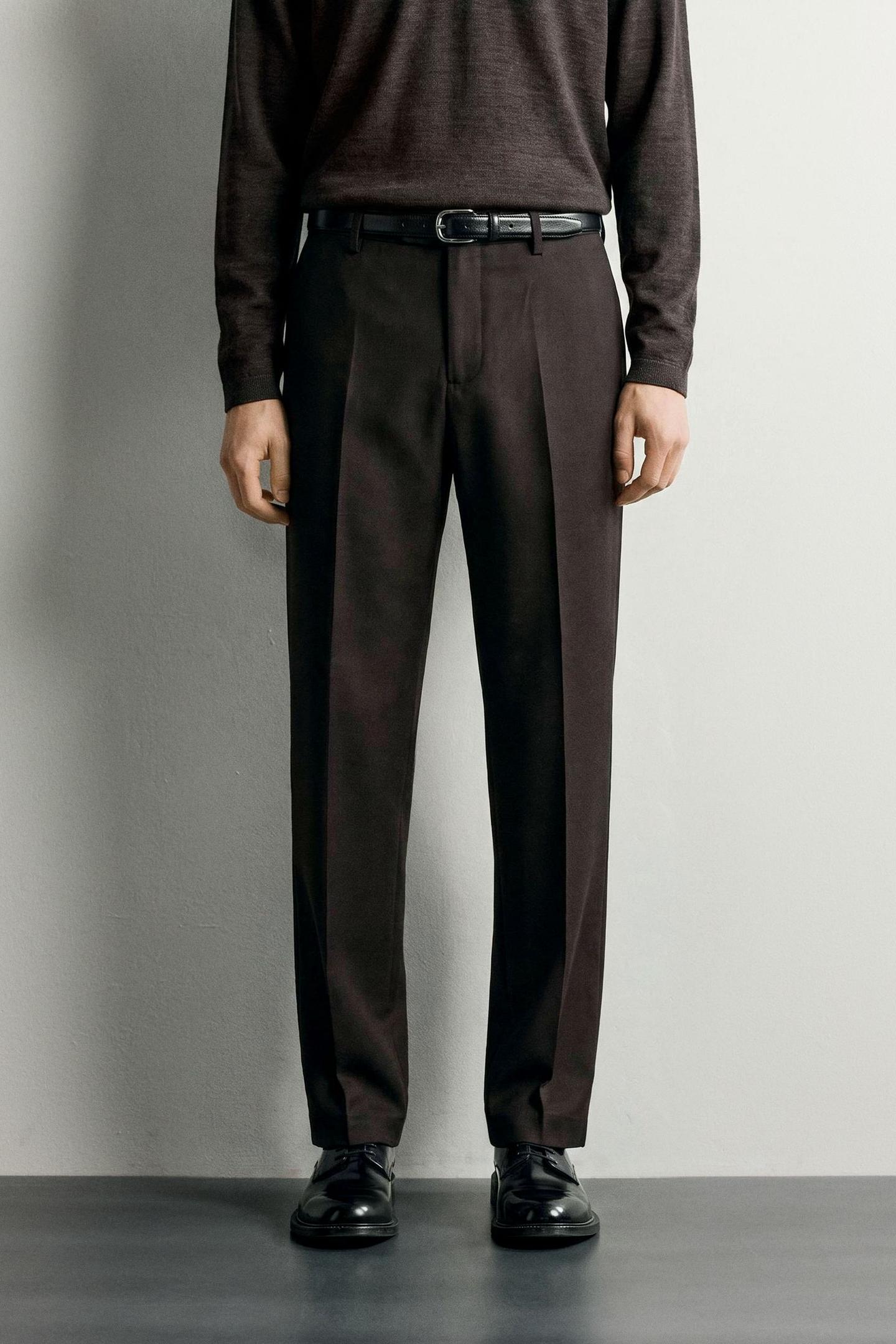 Мужские брюки Zara Wool Suit, цвет: Коричневый — фото 2