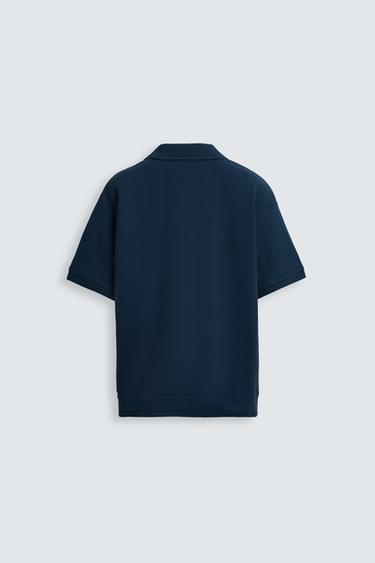 VERTICAL TEXTURED POLO SHIRT - Bluish by Zara
