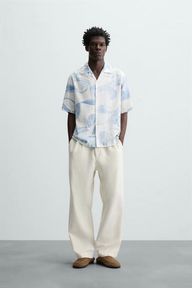 CAMISA ESTAMPADO FLORAL - Celeste de Zara - Imagen 0