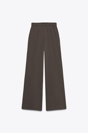 COTTON STRAIGHT-LEG TROUSERS - Brown by Zara