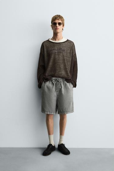 FADED RELAXED FIT BERMUDA SHORTS - Light grey by Zara