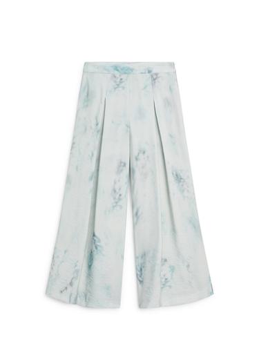 Zara Printed trousers with pleat details - Light blue