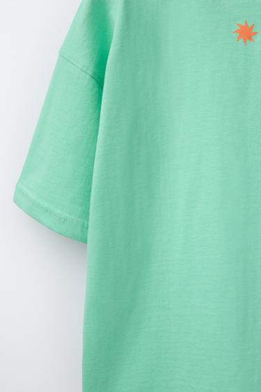 T-SHIRT À IMPRIMÉ TEXTE - Vert de Zara - Image 3