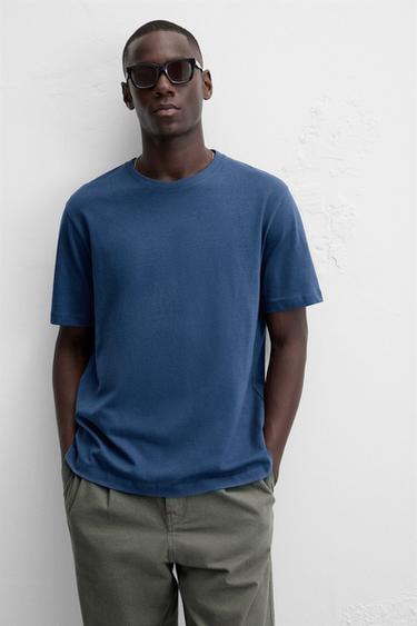 T-SHIRT MEDIUM WEIGHT BASIQUE - Bleu de Zara - Image 4