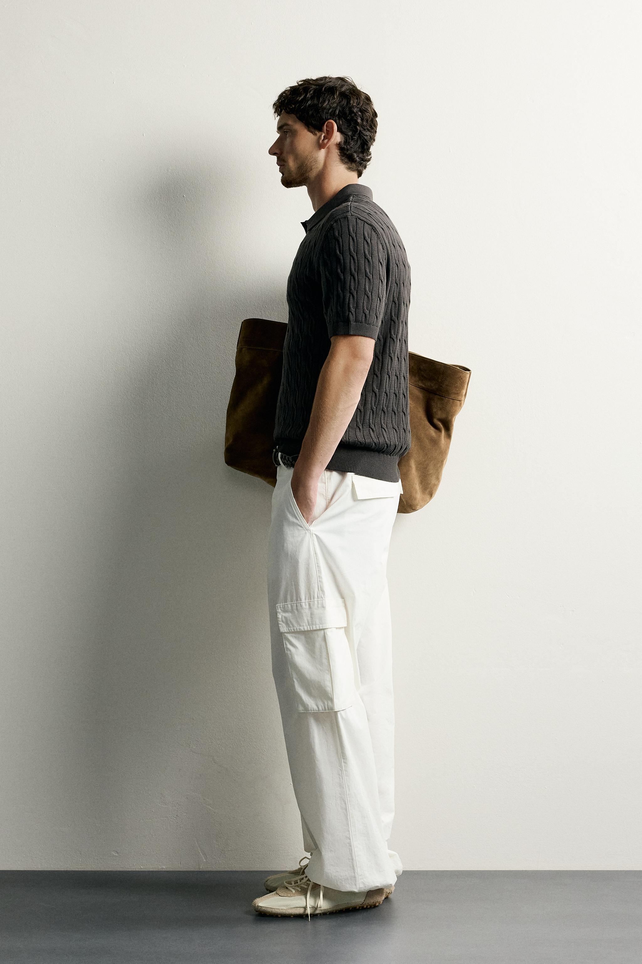 Мужские рубашки Zara CABLE KNIT POLO SHIRT — фото 4