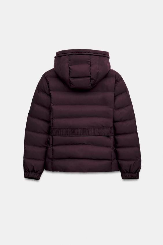 ANORAK MATELASSÉ À CAPUCHE DÉPERLANT ET COUPE-VENT - Aubergine de Zara - Image 6