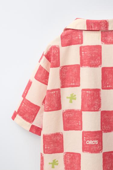 CHEMISE À CARREAUX AVEC LOGO - Rouge de Zara - Image 3