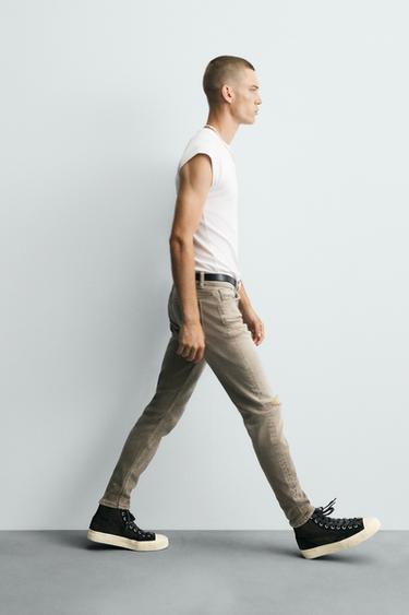 RIPPED SKINNY FIT JEANS - Brown by Zara