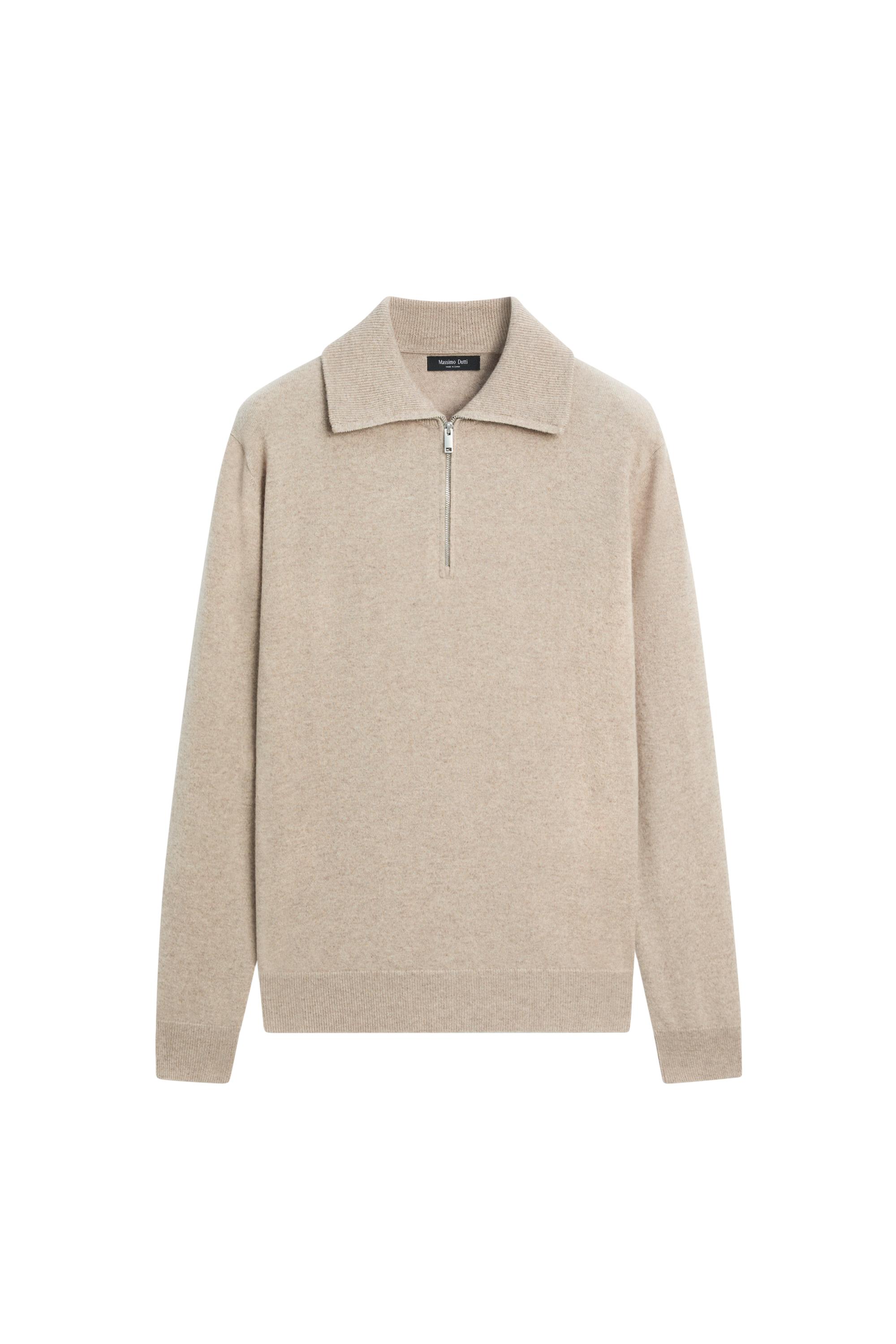Mock neck zip-up knit sweater — 758