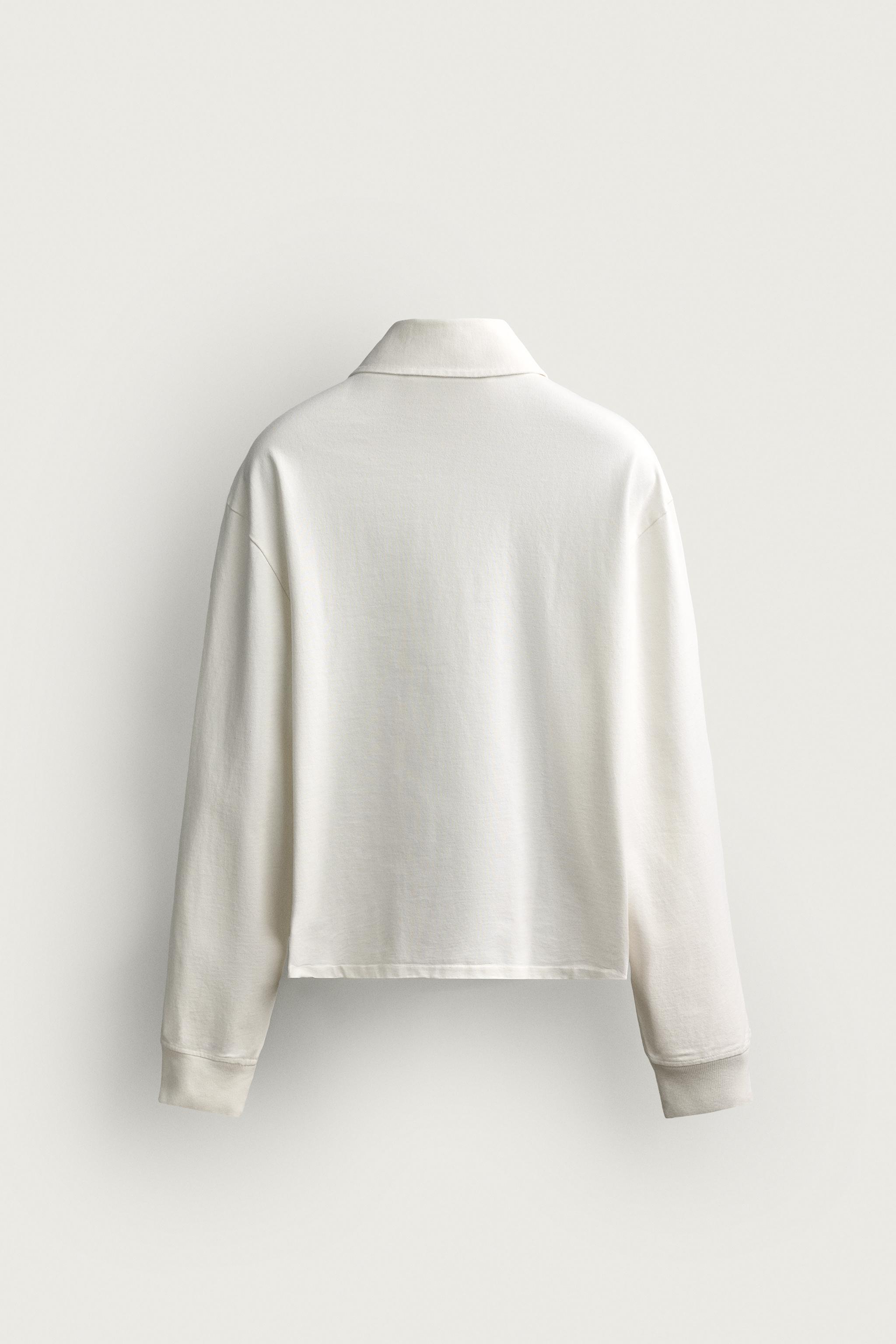 Zara PAMUKLU CROPPED FIT POLO T-SHIRT görsel 8