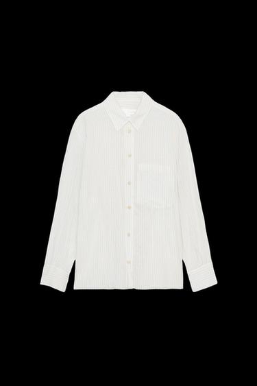 CAMISA ARRUGADA RAYAS ZW COLLECTION - Crudo de Zara