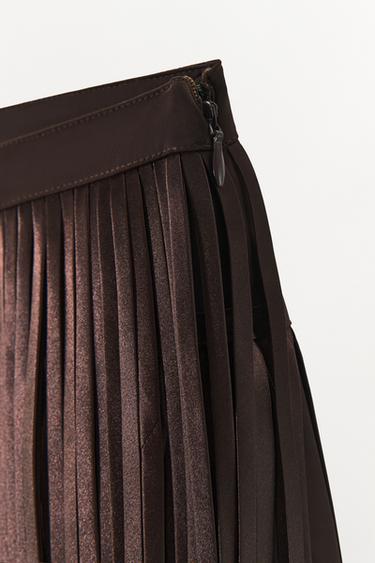 JUPE MIDI À FRANGES - Marron de Zara - Image 6