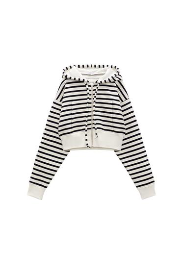 STRIPED CROPPED HOODIE