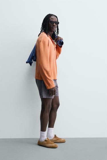 T-SHIRT RELAXED FIT COL TUNISIEN - Orange de Zara - Image 3