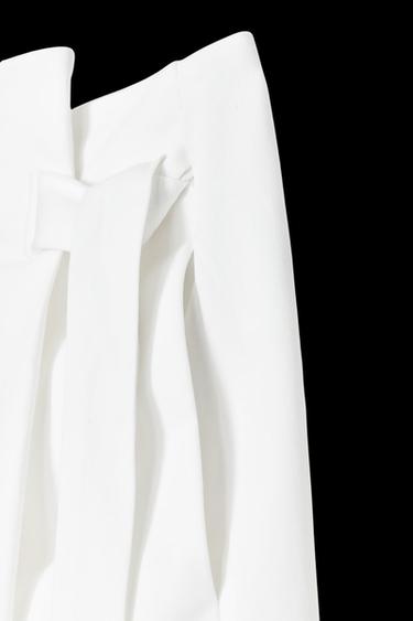 Zara ZW COLLECTION ASYMMETRIC MIDI SKIRT - Oyster-white