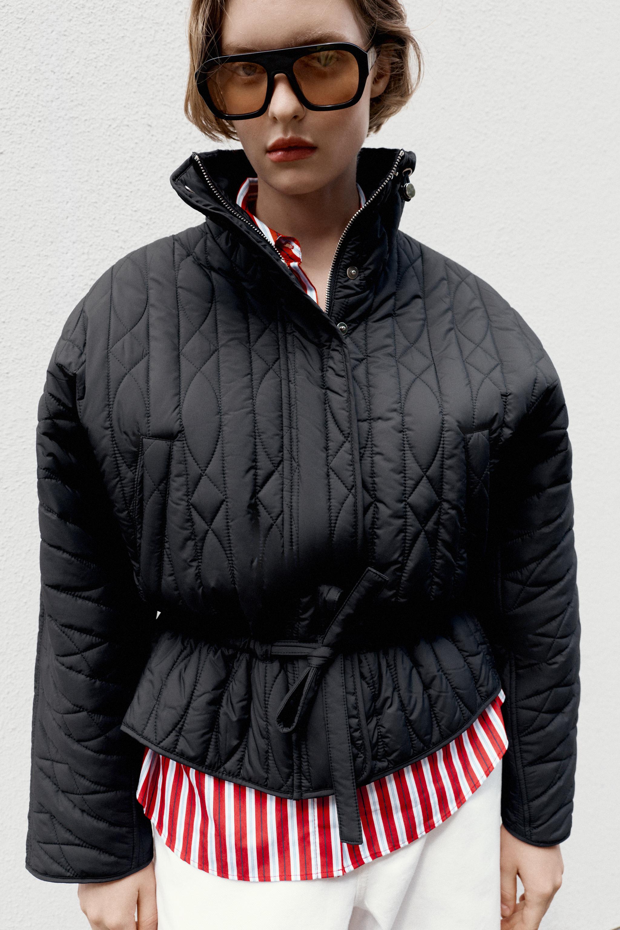 HIGH COLLAR PADDED JACKET — Black