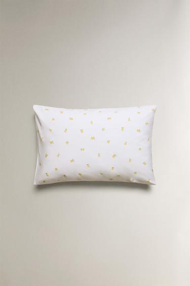 MIMOSA PRINT COTTON PILLOWCASE - Oyster-white by Zara - Image 3