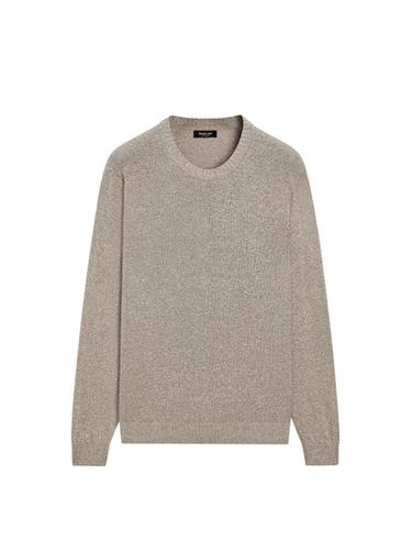 Zara Cotton and linen mouliné knit sweater - Beige marl