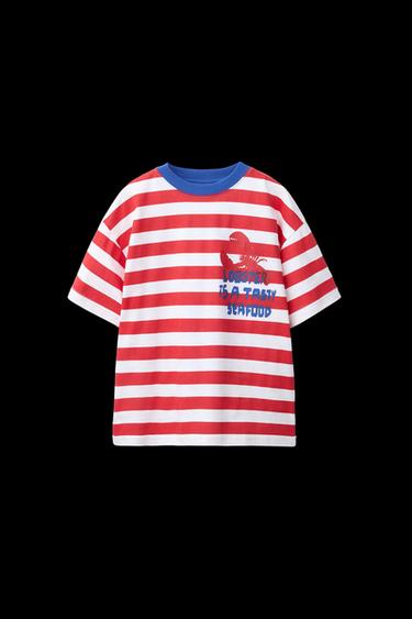Zara LOBSTER STRIPE T-SHIRT - Red - Image 0
