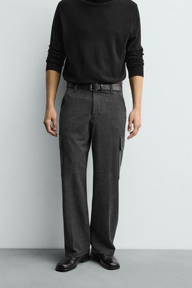 מכנסי דגמ"ח בגזרת Straight fit נוחים - אפור של Zara