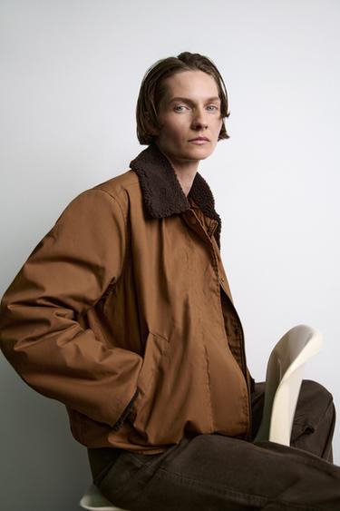 CONTRAST COLLAR JACKET ZW COLLECTION - Caramel by Zara - Image 0