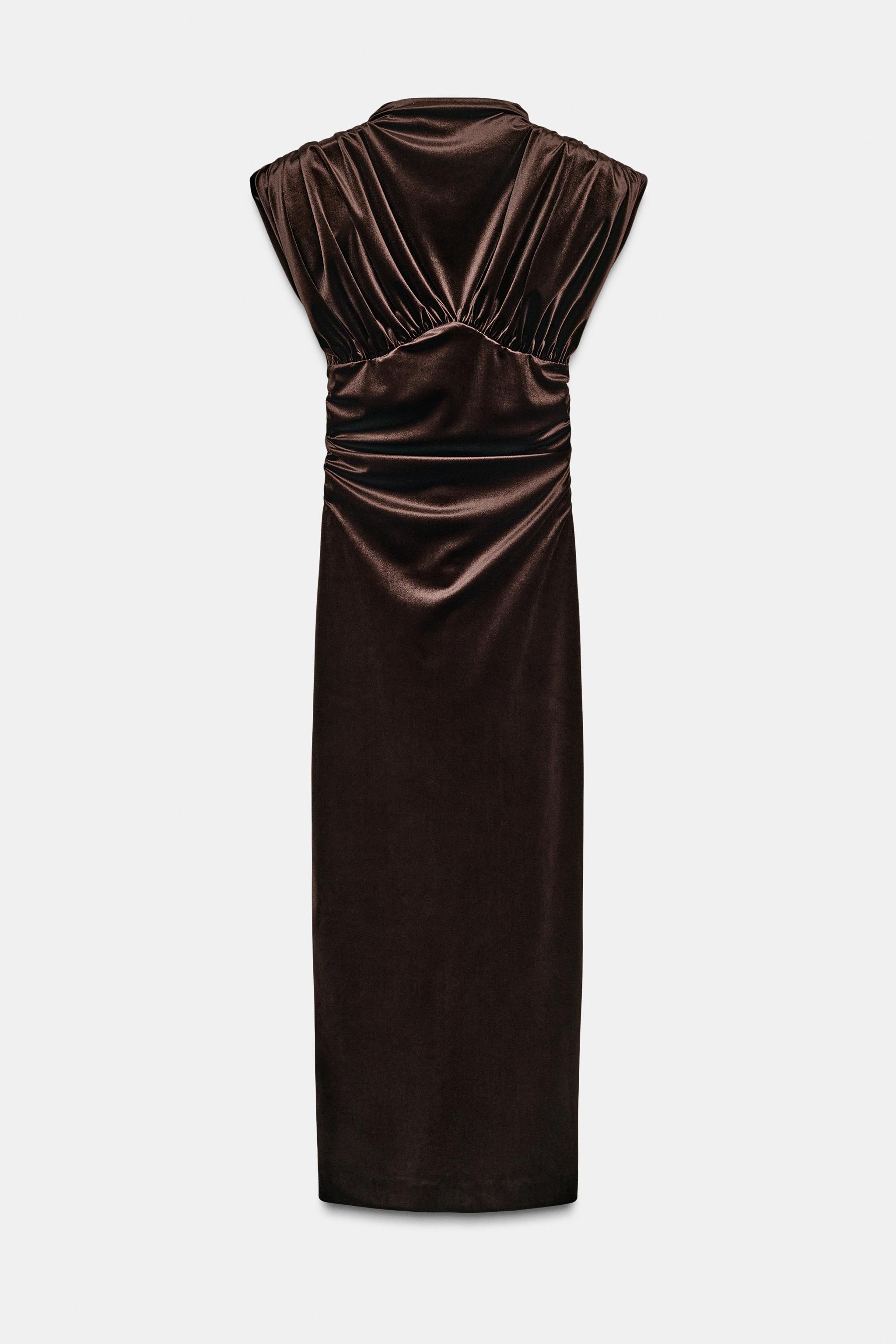 long sleeve brown dresses 90s Brown Velvet Long Sleeve Maxi Dress – Shopexile main image 1