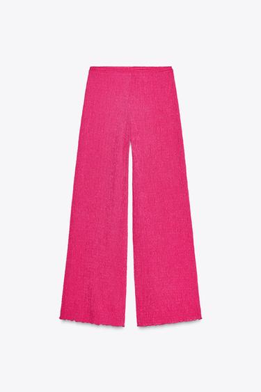 FLOWING TEXTURED TROUSERS - Fuchsia by Zara - Image 4